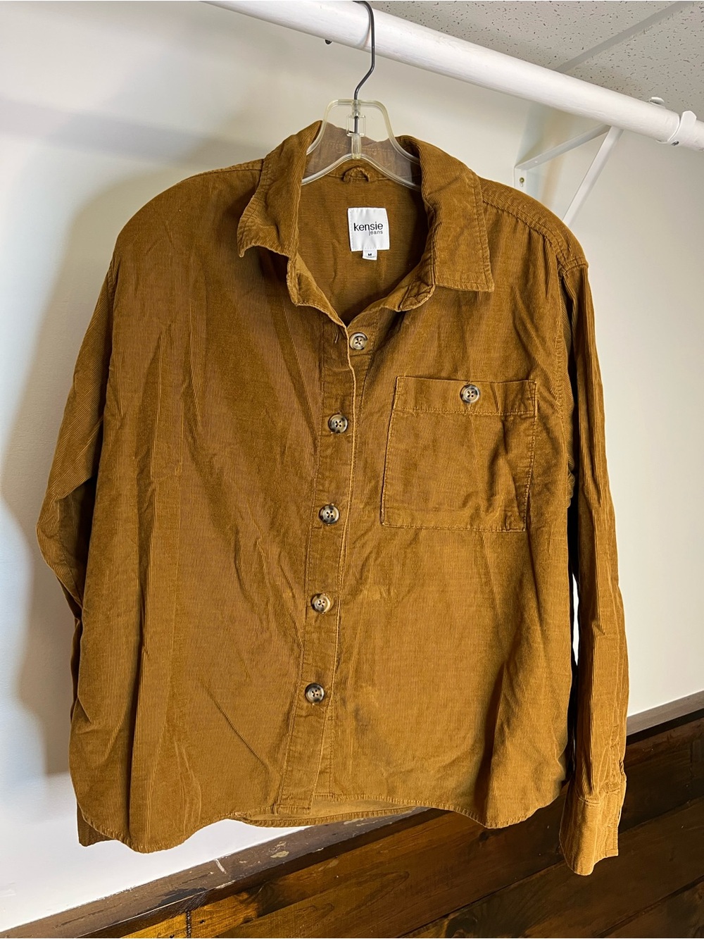 Kensie Brown Lightweight‎ Corduroy Button-Front Shirt- M